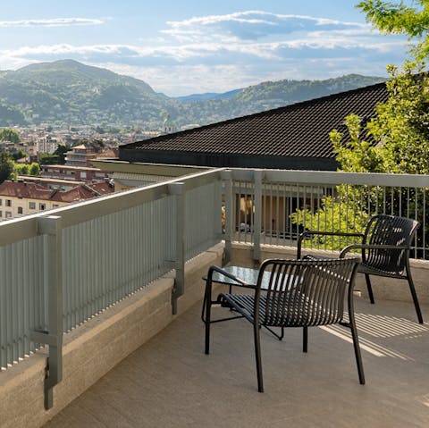 Take in the stunning view from the private balcony