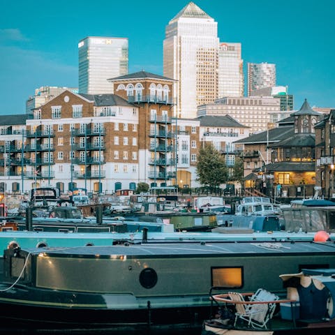 Head south towards the Thames and admire the Limehouse marina