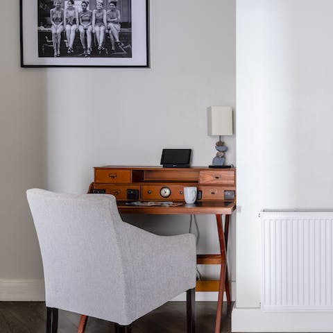 Catch up on emails at the dedicated desk space