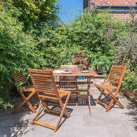Dine outdoors on the elevated garden patio