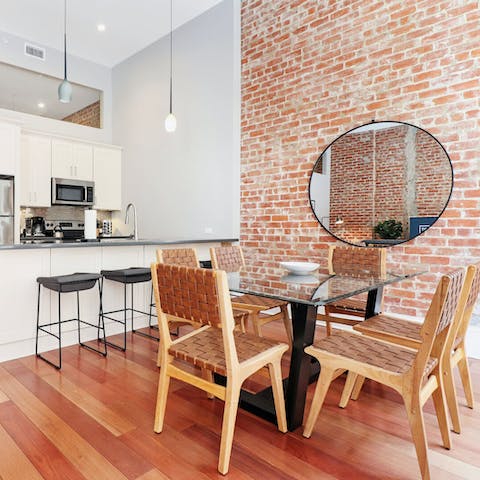 Enjoy the chic industrial-style interiors