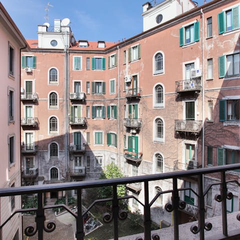 Take in the views over the communal courtyard