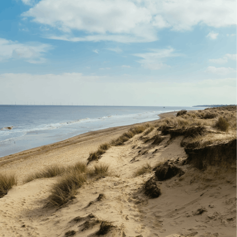 Stay just a ten-minute drive from the sandy beach