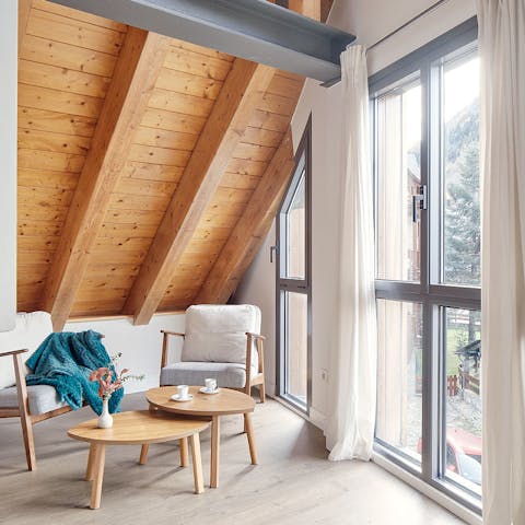 Enjoy a cup of coffee under the eaves