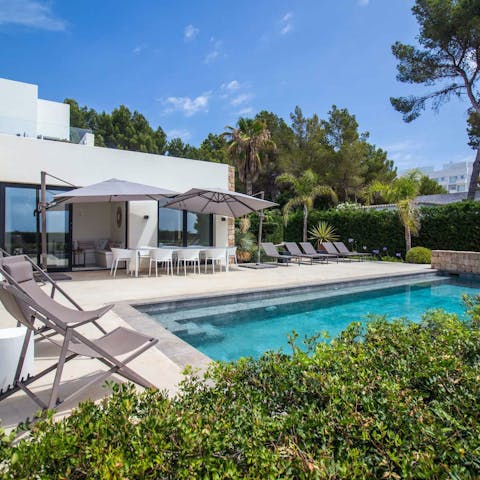 Swim in the sheltered private pool