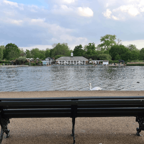 Relax by the Serpentine in Hyde Park, a short walk away