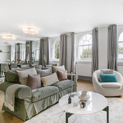 Admire the leafy views in the light-filled living area