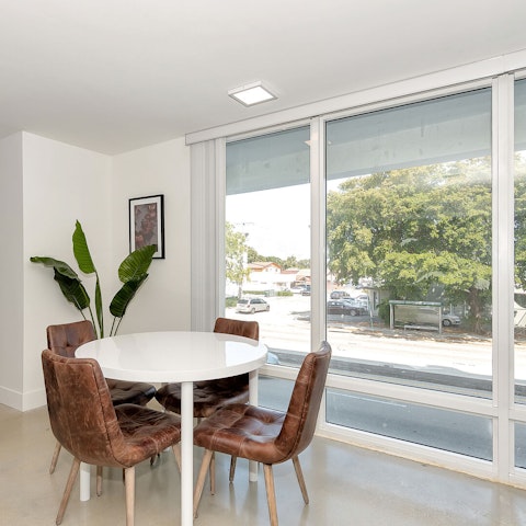 Dine with a view of sunshine and trees