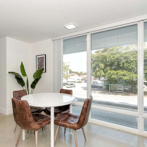 Dine with a view of sunshine and trees