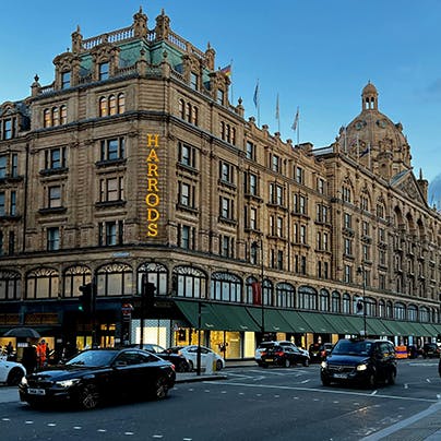Indulge in a little retail therapy at Harrods, seven minutes away on foot