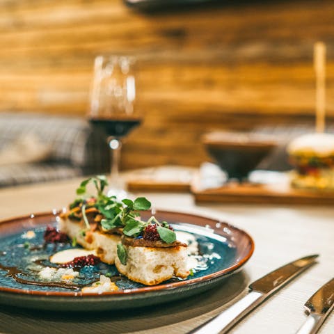 Share a romantic meal in the restaurant