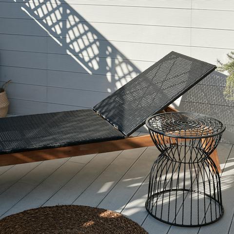 Step from bedroom to sun bed on the second terrace