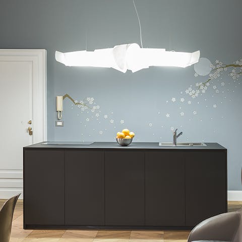 Cook a delicious meal underneath the unique cloud light