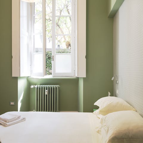 Wake up feeling well-rested and ready to tackle the day in the Japanese-inspired bedroom