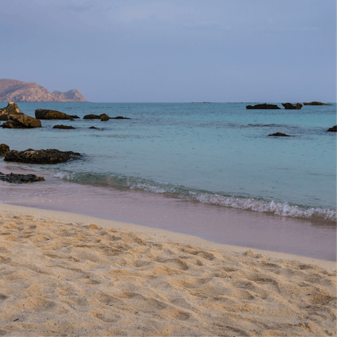 Stroll down to Paralia Koutsouras in little over two minutes and relax on the sand