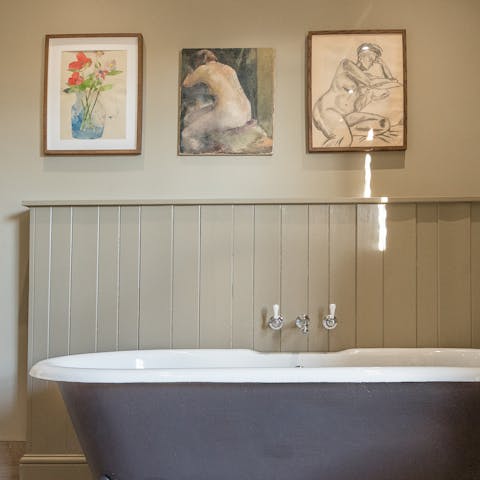 Sink into the old-fashioned bathtub after a long day of rambling the Suffolk countryside