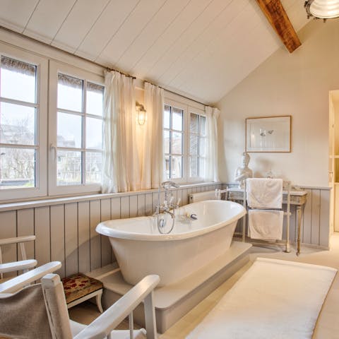 Soak in the roll top bath after a day exploring the great outdoors