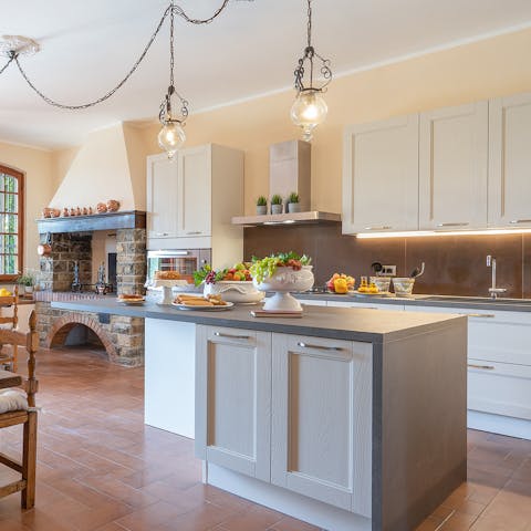 Cook up local delicacies in the charming Italian kitchen