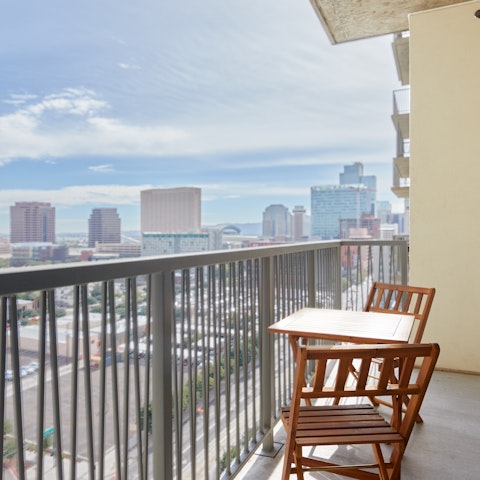 Enjoy the fantastic views across the city from your private balcony