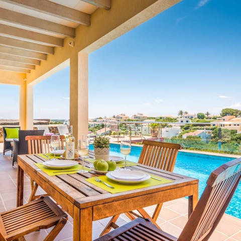 Serve up a Mediterranean feast at the alfresco dining area