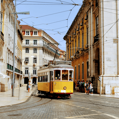 Hop on the Remodelado tram, just footsteps away
