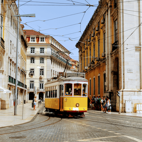 Hop on the Remodelado tram, just footsteps away