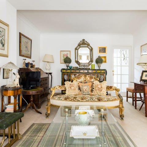 Select a book from the library and unwind in the formal living room