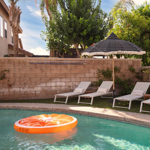 Cool off from the desert heat with a refreshing dip in the pool