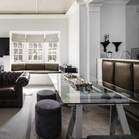 Sit down for a home-cooked meal in the stylish dining area