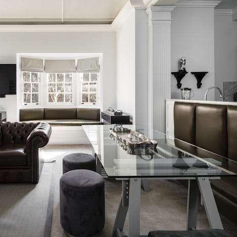 Sit down for a home-cooked meal in the stylish dining area