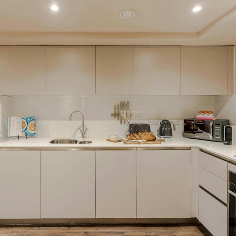 Get to work in the well-equipped kitchen