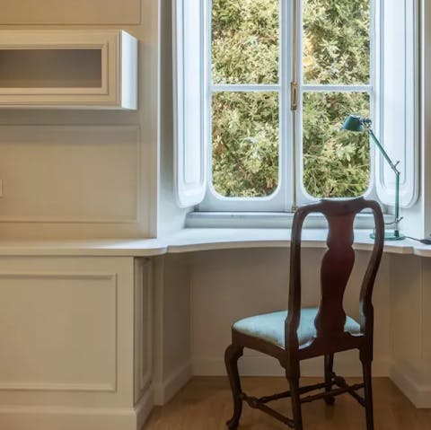 Catch up on emails from the study with a view