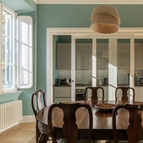 Lay the table for a lazy breakfast in the sunny dining area