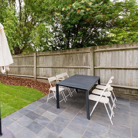 Drink and dine out on your private patio