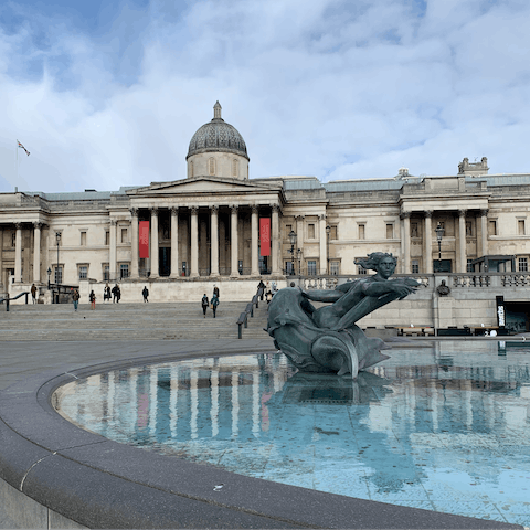 Visit the famous Trafalgar Square, less than a ten-minute walk away