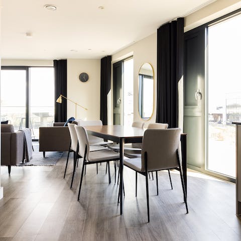 Sit down to a celebratory meal at the window-side table