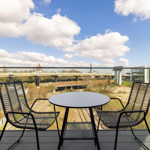 Sip your morning coffee on the sunny private balcony