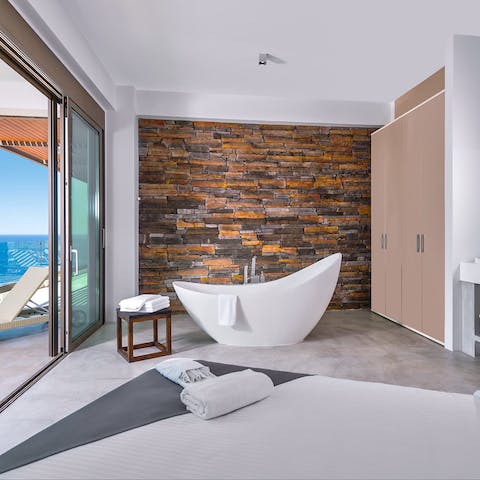 Treat yourself to an indulgent soak in the freestanding tub