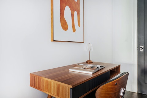 Work from home at the desk in the hallway