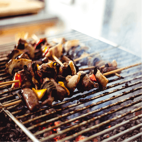 Barbecue Spanish pinchos for dinner