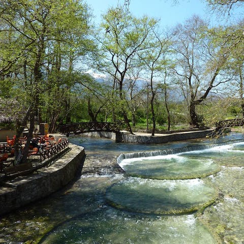 Discover Vrises' riverside tavernas