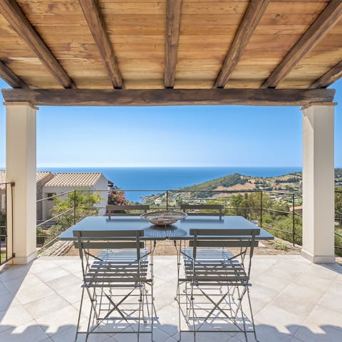 Enjoy sun-kissed sea views over lunch on the terrace