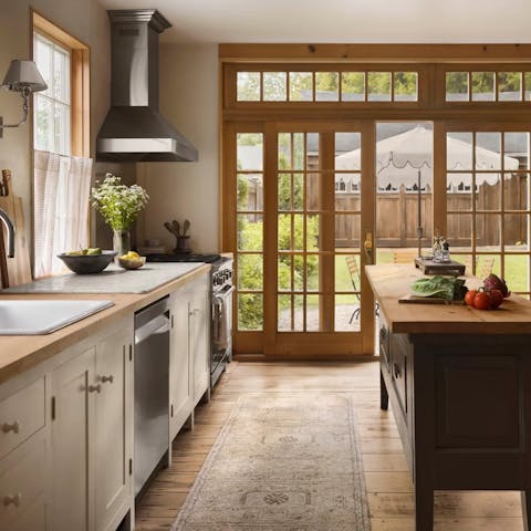 Whip up a home-cooked meal and enjoy it at the outdoor table