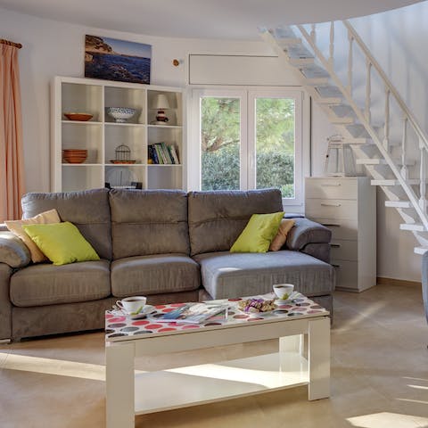 Sink into plush sofas to muse over the day