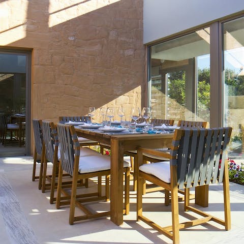 Gather around your indoor dining table for a Greek feast to remember