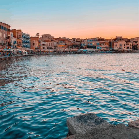 Take the short drive to visit the beautiful Venetian harbour in nearby Chania