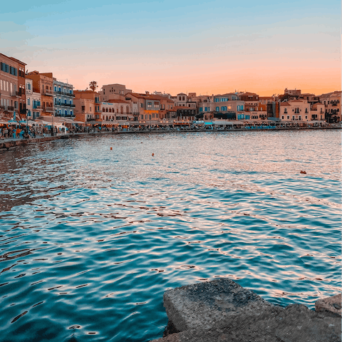 Take the short drive to visit the beautiful Venetian harbour in nearby Chania