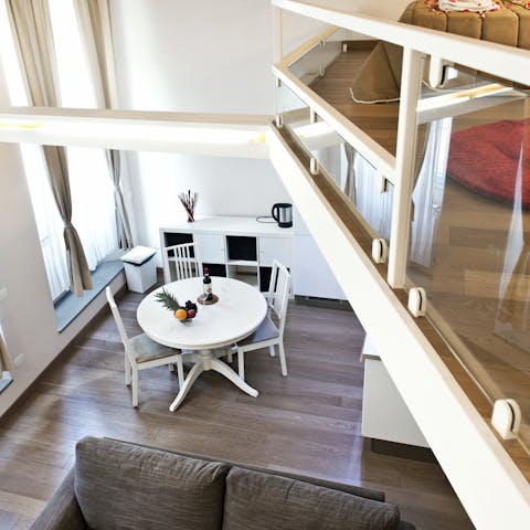 Enjoy split-level living in this city apartment