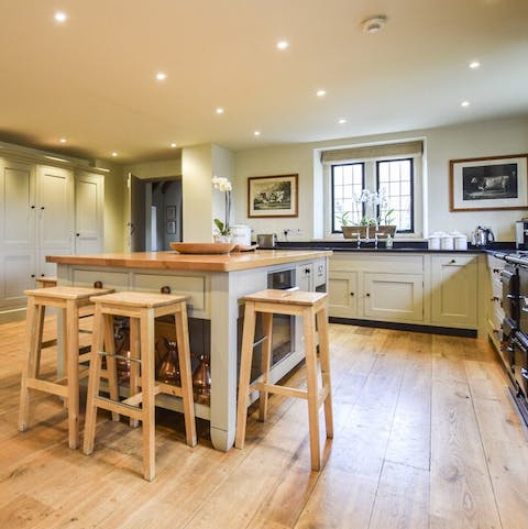 Prepare wonderful meals in the large country kitchen