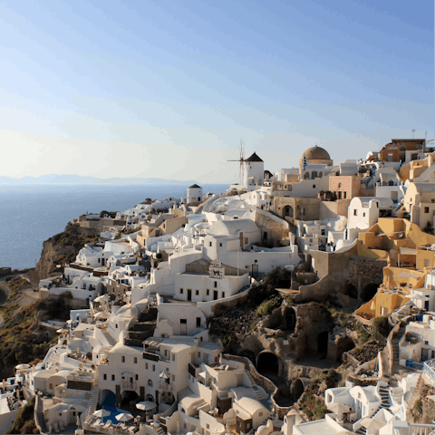 Explore the beautiful island of Santorini – Oia is just a ten-minute drive